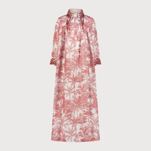 جلابية من اللينن تطريز يدوي زهري شجري